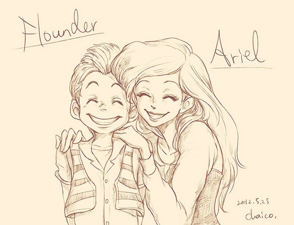 ariel_and_flounder_by_chacckco-d51583c