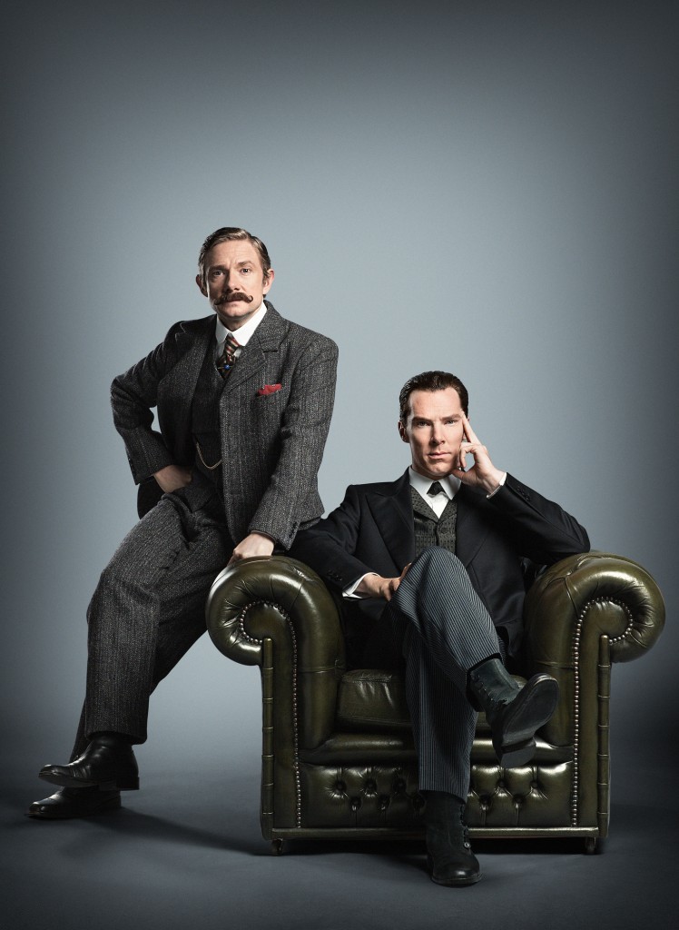 WARNING: Embargoed for publication until 09/07/2015 - Programme Name: Sherlock - TX: n/a - Episode: n/a (No. n/a) - Picture Shows: ** STRICTLY EMBARGOED UNTIL 9TH JULY AT 00:01 HRS, BST ** Ahead of a panel with Executive Producers Steven Moffat, Sue Vertue and actor Rupert Graves at San Diego Comic Con later today, a new picture of Sherlock and John Watson has been released. The image is from the forthcoming Sherlock Special, made for BBC One by Hartswood Films, transmission date TBC. Dr John Watson (MARTIN FREEMAN), Sherlock Holmes (BENEDICT CUMBERBATCH) - (C) Hartswood Films - Photographer: Robert Viglasky