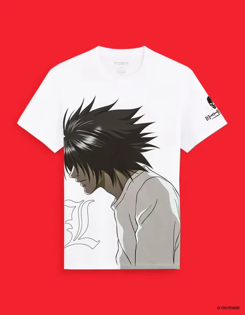 Death Note T shirt Blanc Weared Face Death Note T shirt Blanc Weared Face