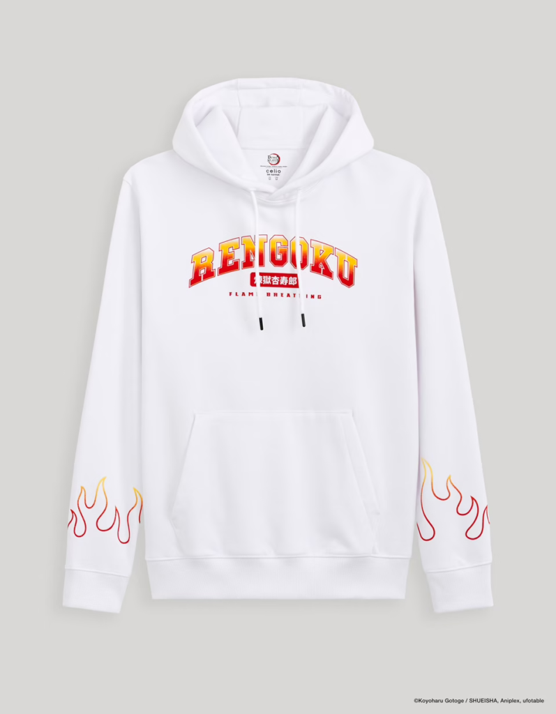Demon Slayer Kimetsu No Yaiba Sweatshirt Blanc Rengoku Face Demon Slayer Kimetsu No Yaiba Sweatshirt Blanc Rengoku Face