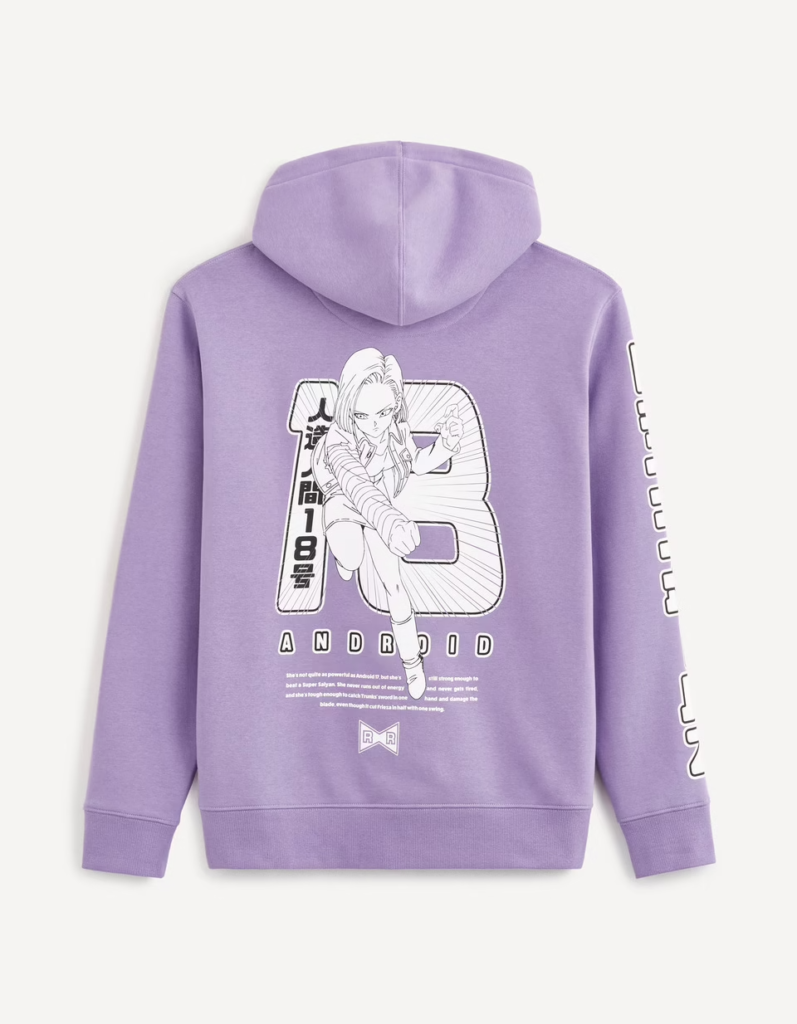 Dragon Ball Z Sweat Violet C18 Recto Dragon Ball Z Sweat Violet C18 Recto