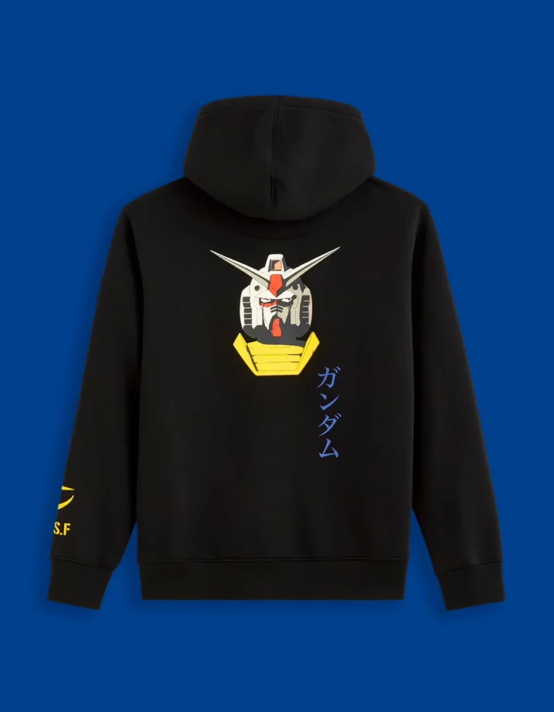 Gundam Sweat capuche Noir Weared Recto Gundam Sweat capuche Noir Weared Recto