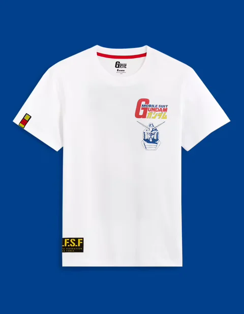 Gundam T shirt Blanc Weared Face Gundam T shirt Blanc Weared Face