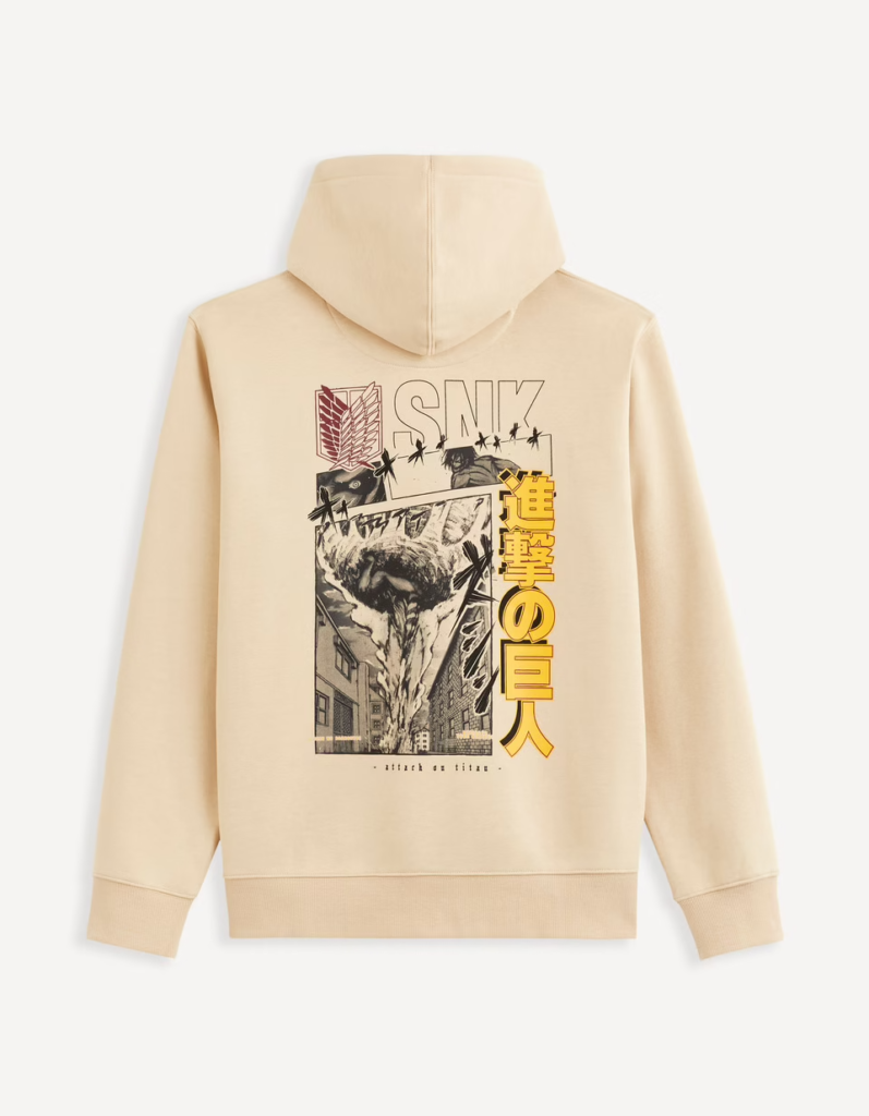 L'Attaque des Titans sweat Capuche Beige Recto L'Attaque des Titans sweat Capuche Beige Recto