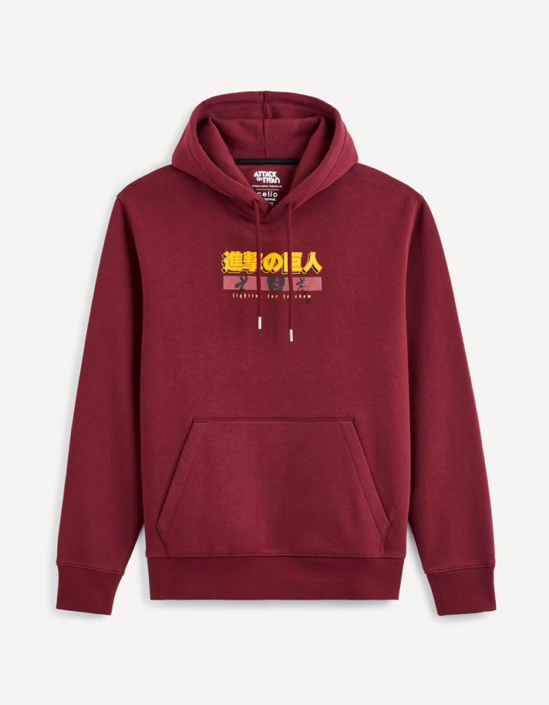 L'Attaque des Titans Sweat Capuche Bordeaux Face L'Attaque des Titans Sweat Capuche Bordeaux Face
