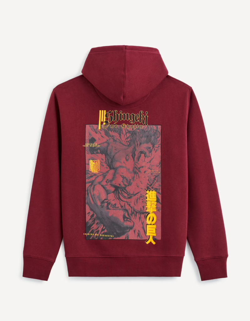 L'Attaque des Titans Sweat Capuche Bordeaux Recto L'Attaque des Titans Sweat Capuche Bordeaux Recto