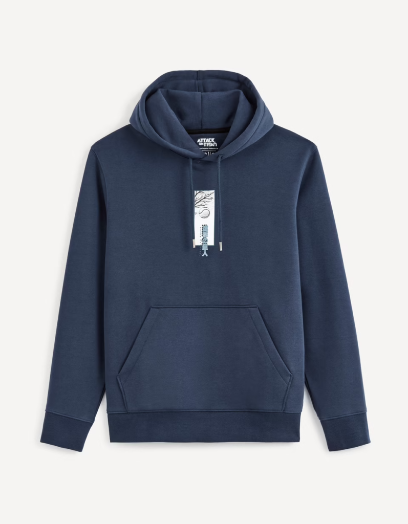 L'Attaque des Titans Sweat Capuche Marine Face L'Attaque des Titans Sweat Capuche Marine Face