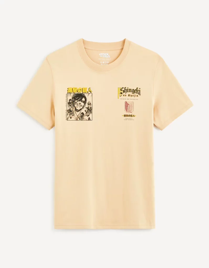 L'Attaque des Titans T shirt Beige Face L'Attaque des Titans T shirt Beige Face