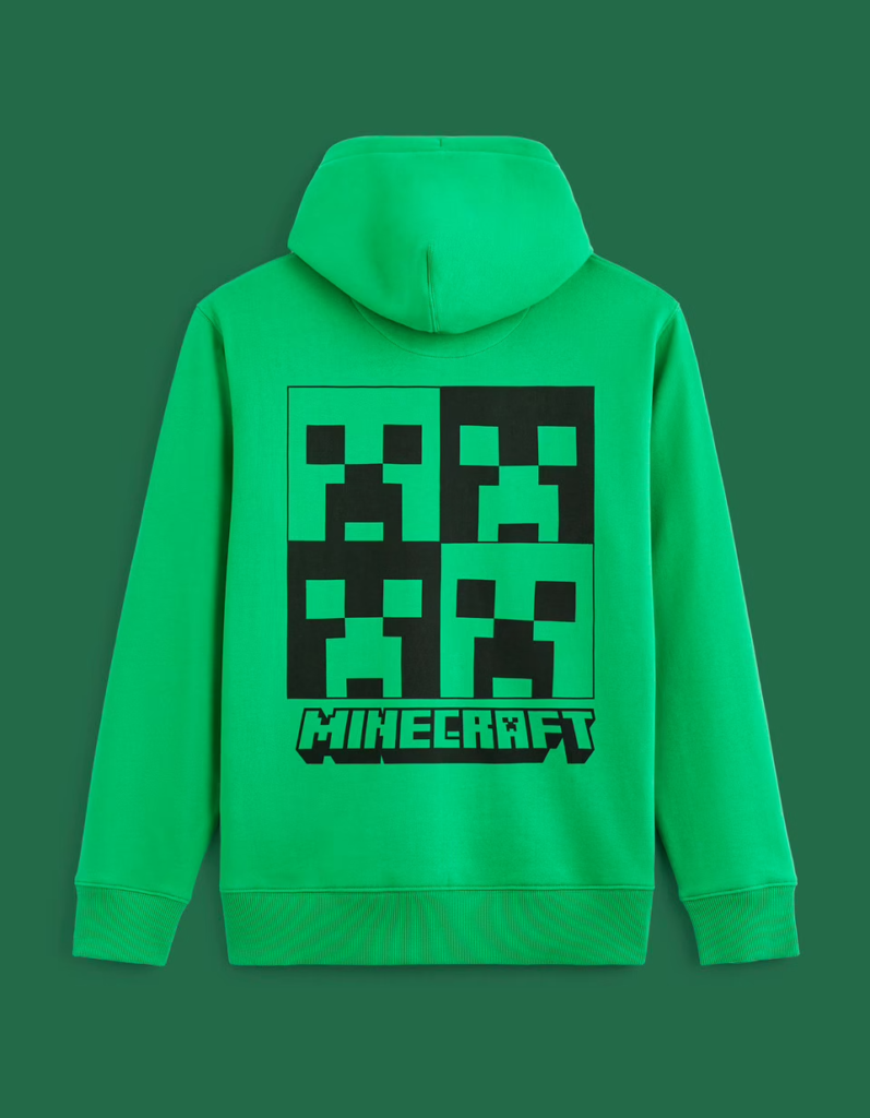 Minecraft Sweat Blanc Vert Recto Minecraft Sweat Blanc Vert Recto