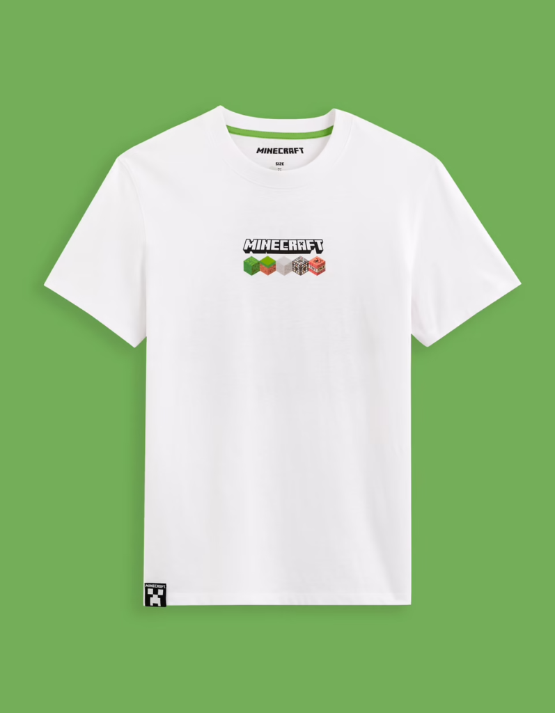 Minecraft T shirt Blanc Face Minecraft T shirt Blanc Face