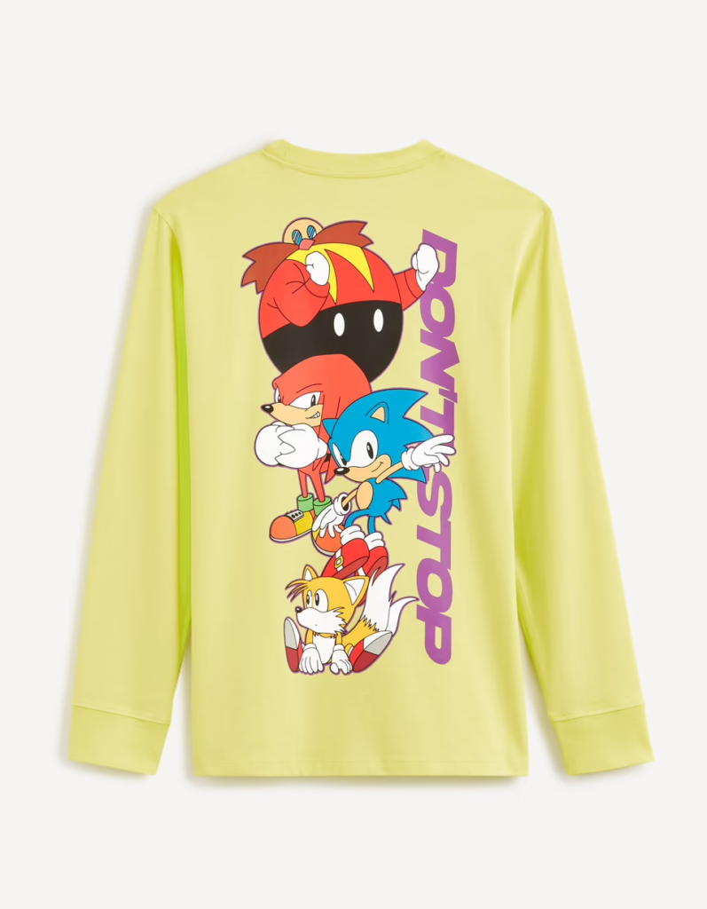 Sonic T shirt Manches Longues Vert Recto Sonic T shirt Manches Longues Vert Recto