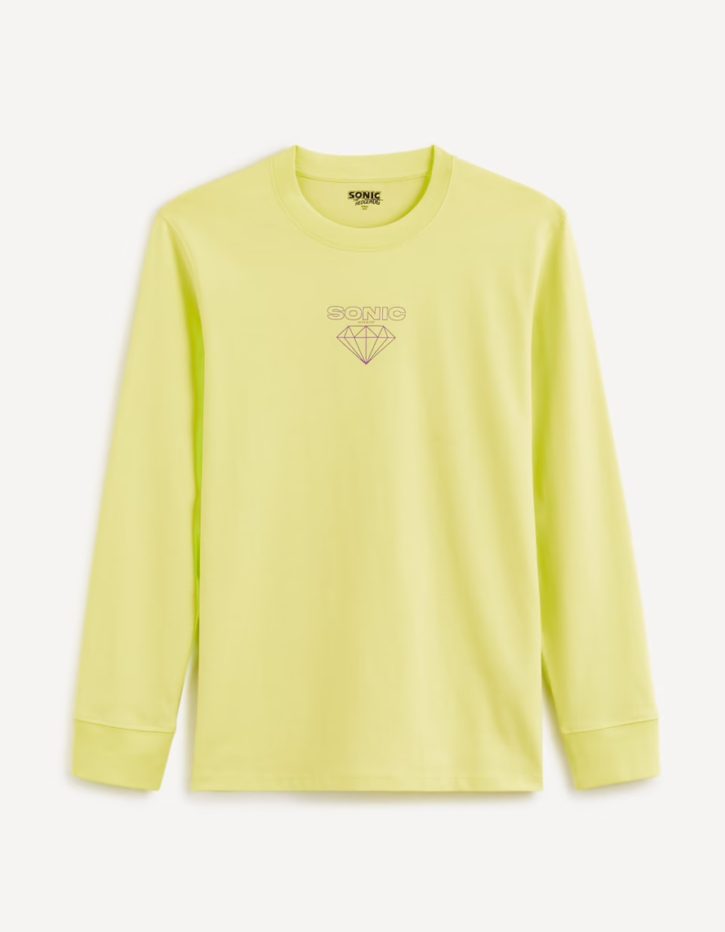 Sonic T shirt Manches Longues Vert Face Sonic T shirt Manches Longues Vert Face